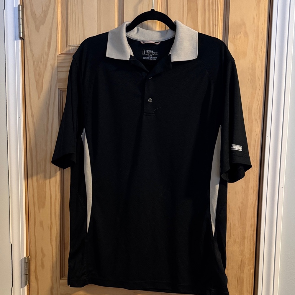 PGA Tour Black and White Polo Shirt